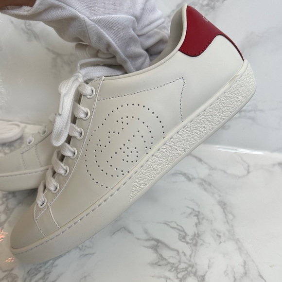 Gucci White Sneakers with Red Heel - Picture 7 of 13